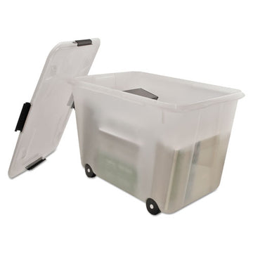Advantus Rolling 15-gal. Storage Box, Letter-legal Files, 23.75" X 15.75" X 15.75", Clear freeshipping - TVN Wholesale